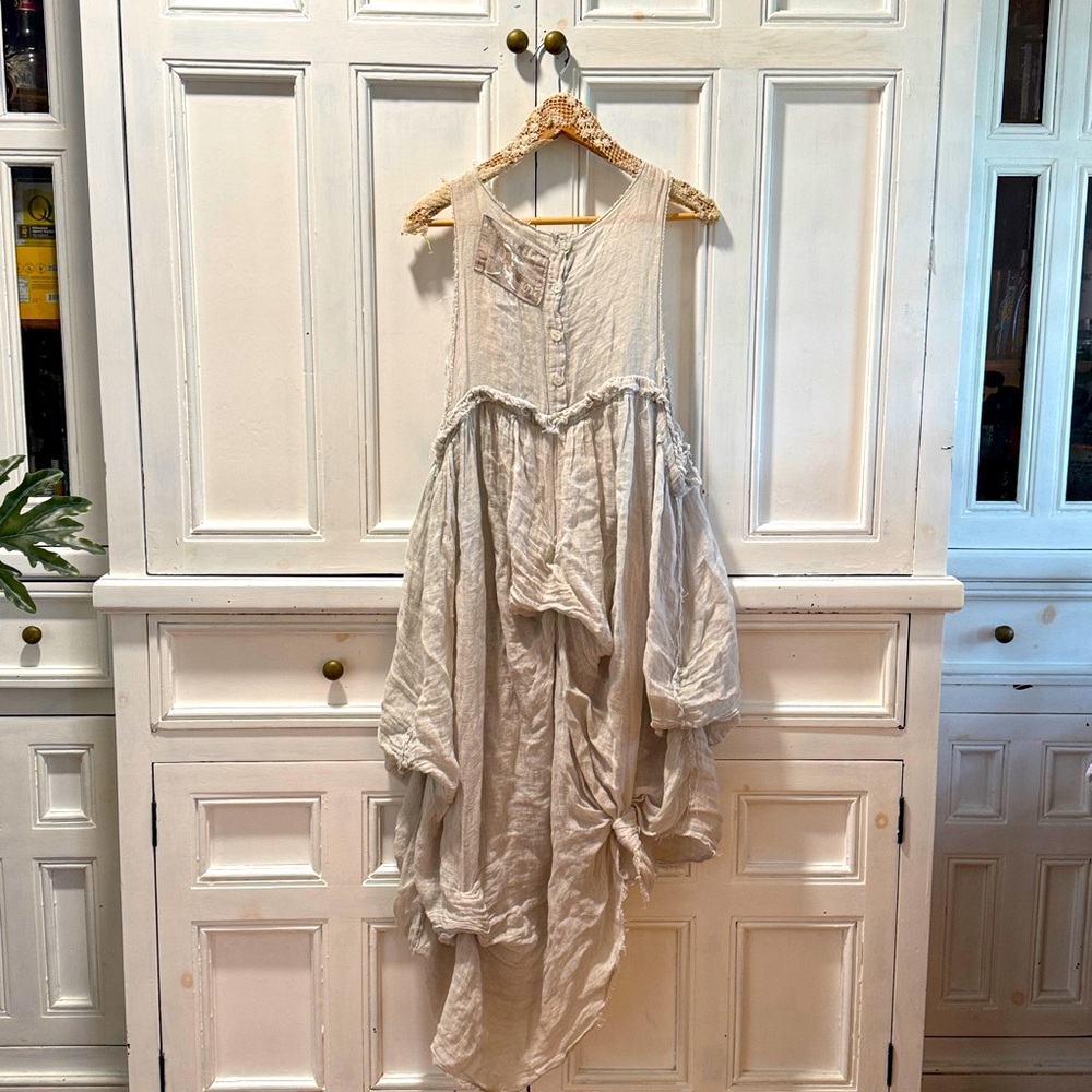 Vintage Magnolia Pearl Dress Linen Gauze Sheer